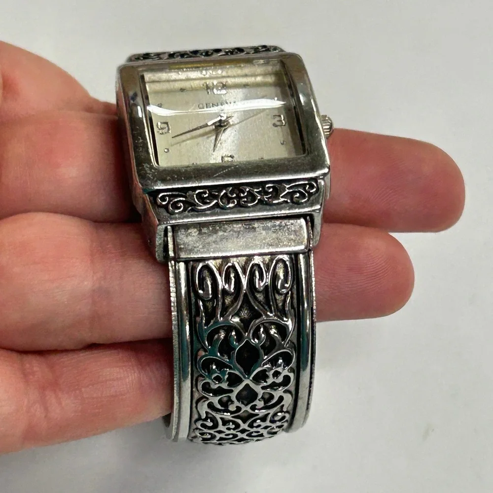 Boho Cuff Watch Filigree Ornate Band OS‎ Silver Tone Whimsigoth Goth Aesthetic